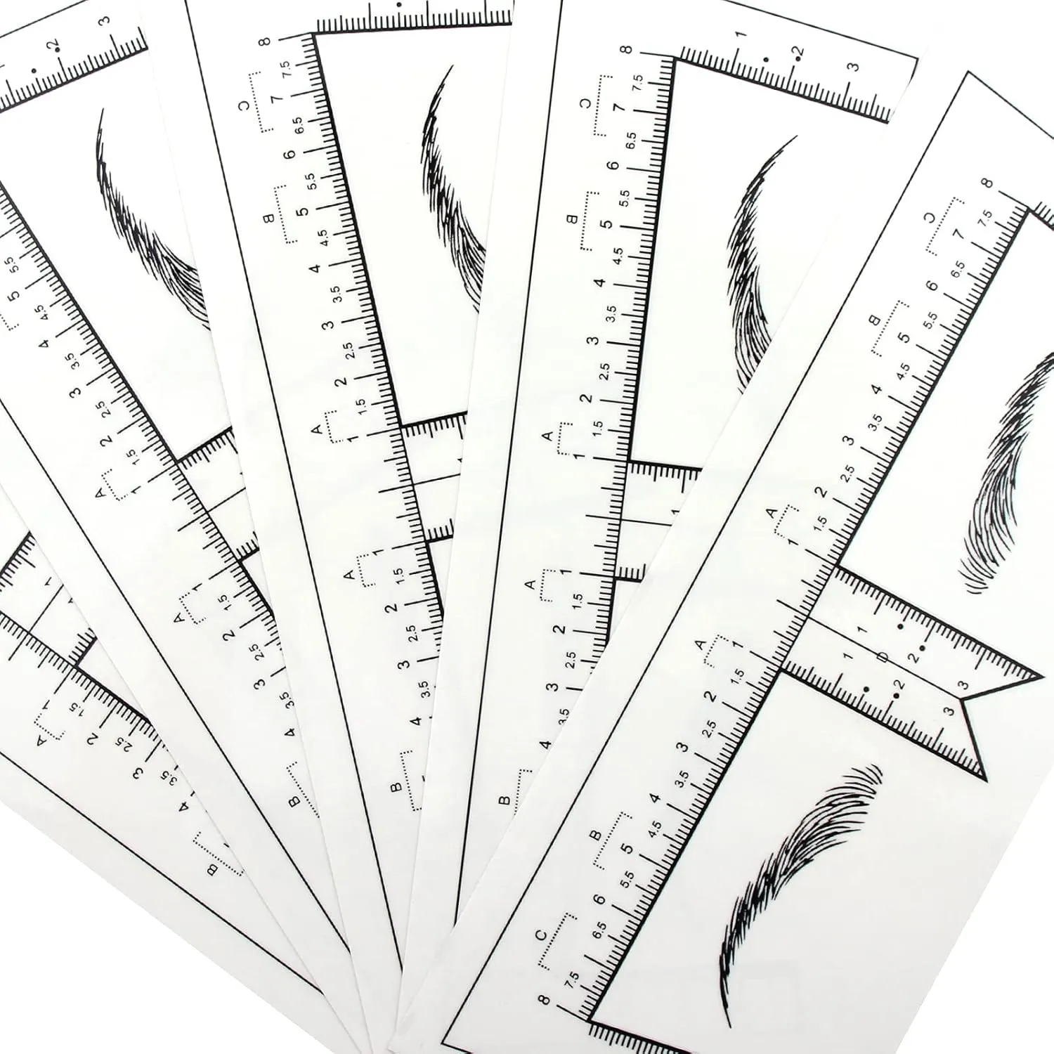 50pcs Disposable Eyebrow Ruler Stencils with Eyebrow Shape for Microblading Permanent makeup Tattoo Eyebrow design Eyebrow Mapping Ruler (Model B-50pcs)