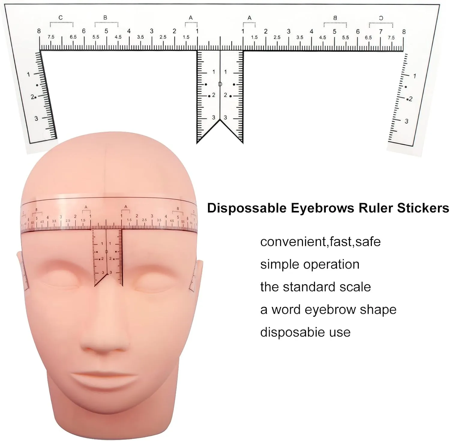 50pcs Disposable Eyebrow Ruler Stencils with Eyebrow Shape for Microblading Permanent makeup Tattoo Eyebrow design Eyebrow Mapping Ruler (Model B-50pcs)