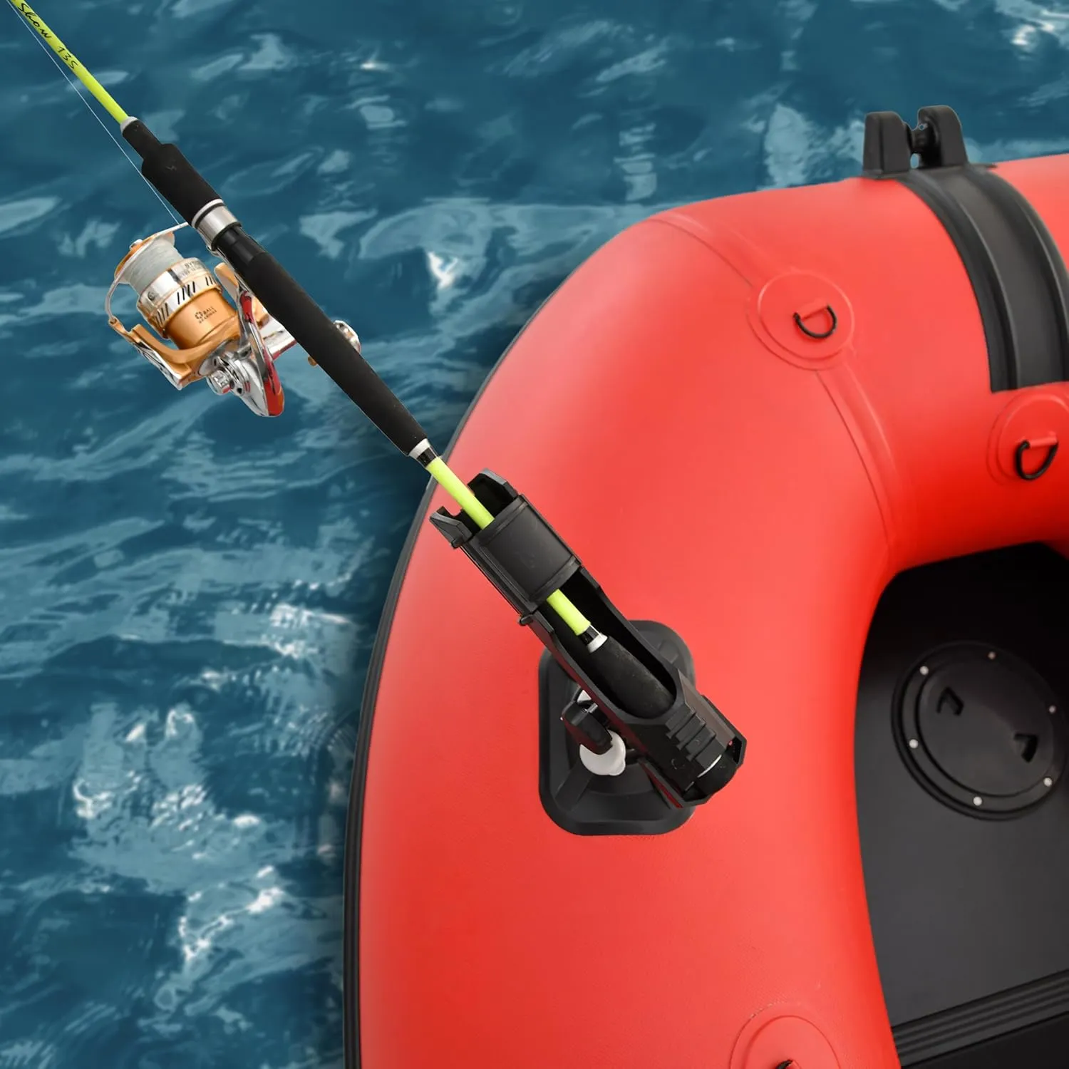 ALEKO Inflatable Boat | Yacht Dinghy Tender Raft | Multi Person Fishing Boat | Aluminum Floor Oars | Fishing Rod Holders | Heavy-Duty PVC | 2024 Model |