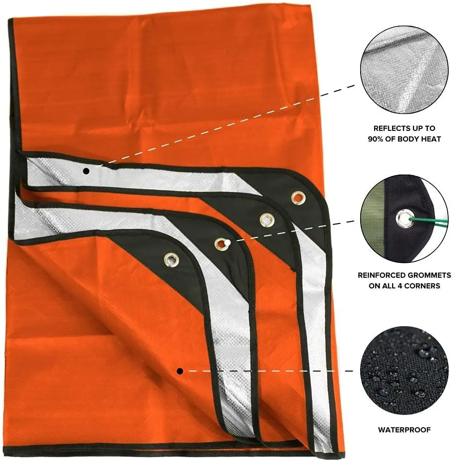 Arcturus Heavy Duty Survival Blanket  Insulated Thermal Reflective Tarp - 60" x 82". All-Weather, Reusable Emergency Blanket for Car or Camping (Orange)