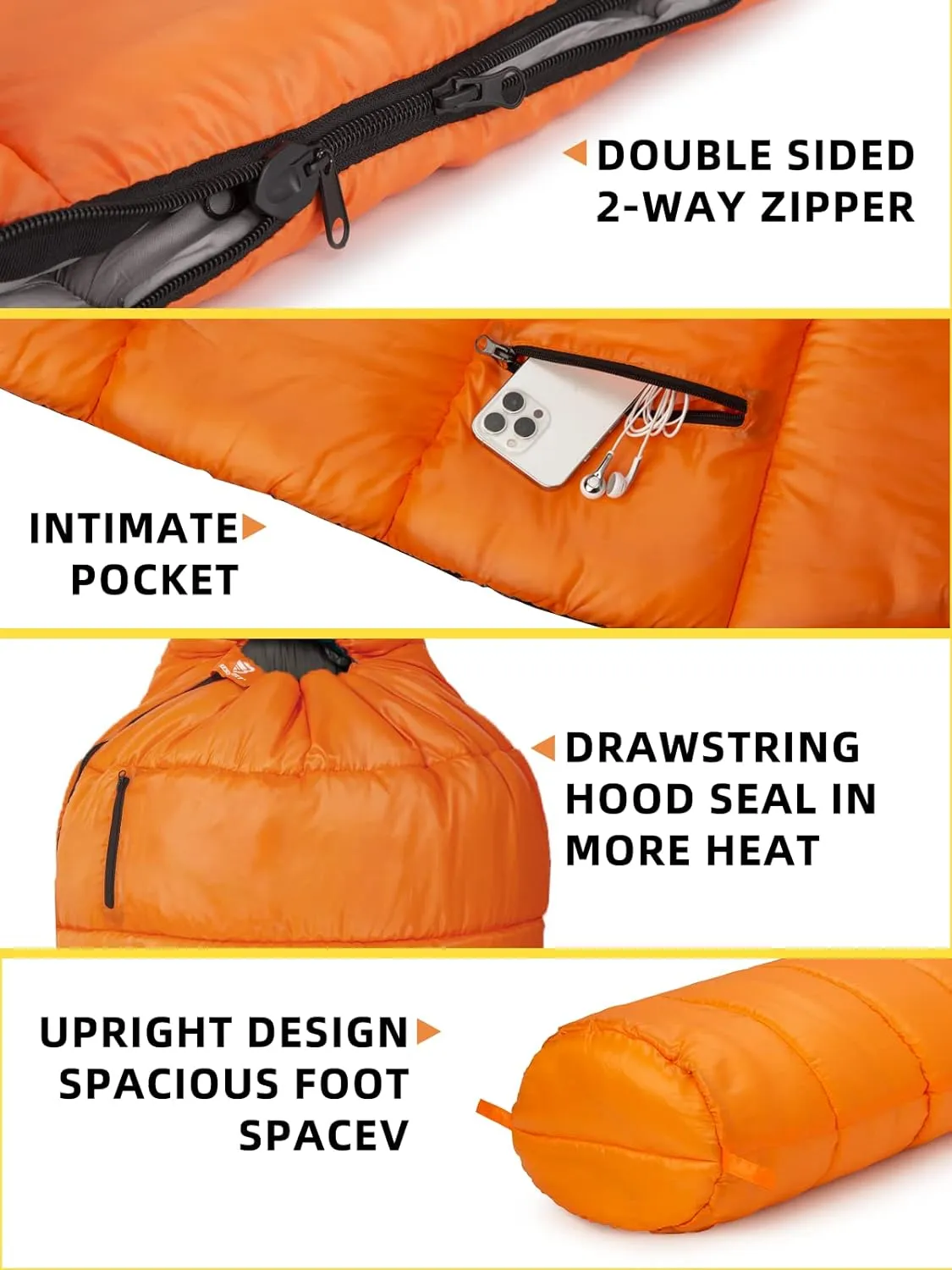 Bessport Mummy Sleeping Bag | 15-45  Extreme 3-4 Season Sleeping Bag for Adults Cold Weather Warm and Washable, for Hiking Traveling & Outdoor Activities