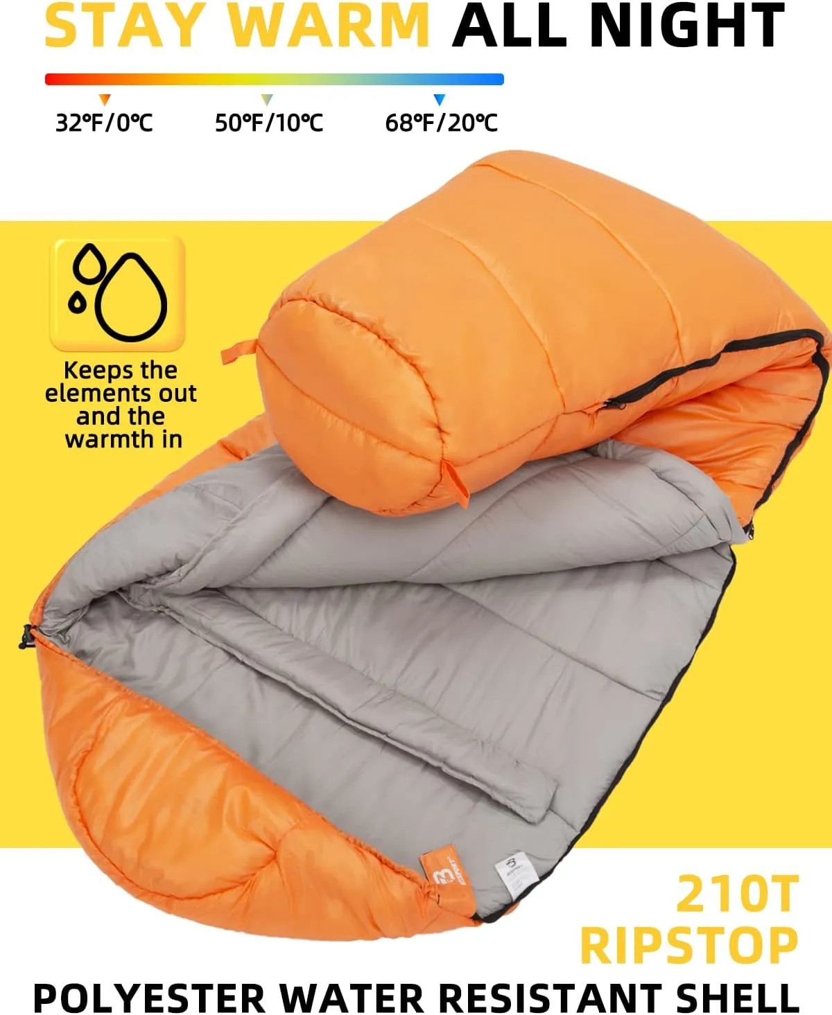 Bessport Mummy Sleeping Bag | 15-45  Extreme 3-4 Season Sleeping Bag for Adults Cold Weather Warm and Washable, for Hiking Traveling & Outdoor Activities