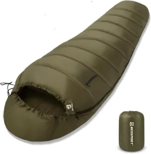 Bessport Mummy Sleeping Bag | 15-45  Extreme 3-4 Season Sleeping Bag for Adults Cold Weather Warm and Washable, for Hiking Traveling & Outdoor Activities