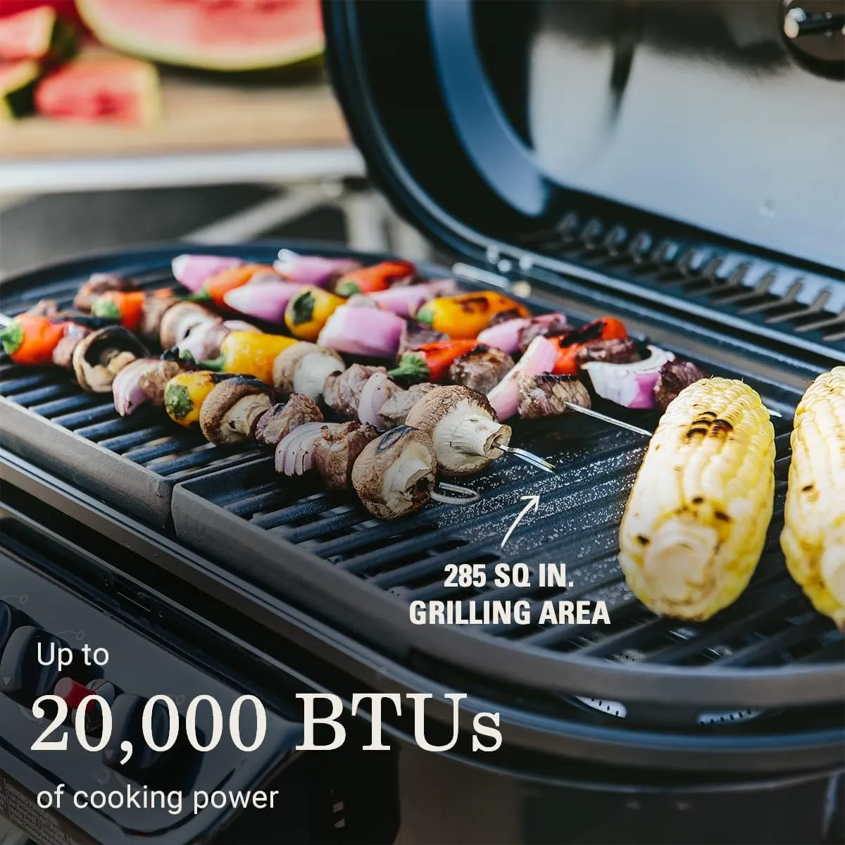 Coleman RoadTrip 285 Portable Stand-Up Propane Grill Gas Grill with 3 Adjustable Burners and Instastart Push-Button Ignition; Grease Tray Side Tables Thermometer Folding Legs & Wheels Included