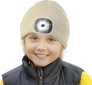 Etsfmoa Unisex Beanie with The Light,Gifts for Kids Boys and Girls Children USB Rechargeable Headlamp The Cap