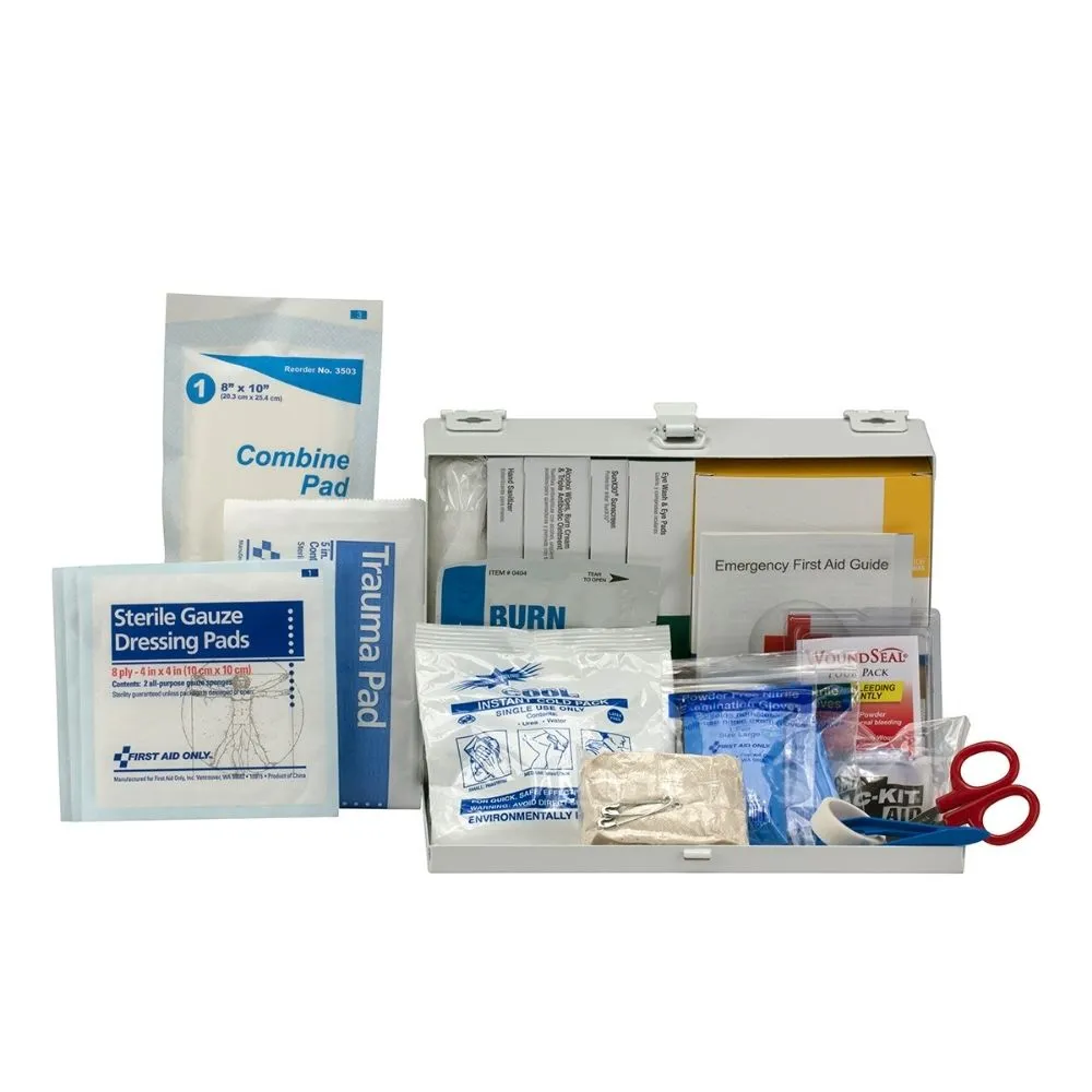 First Aid Only 91350 25 Person Contractor 2021 ANSI A  First Aid Kit, Metal Case
