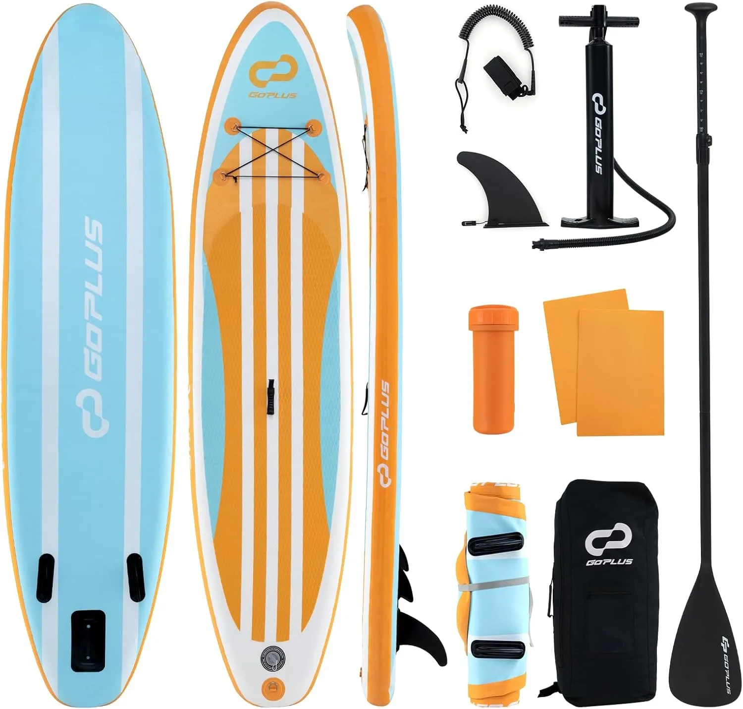 Goplus Inflatable Stand Up Paddle Board, 10FT/10.5FT/11FT SUP with Accessory Pack, Adjustable Paddle, Carry Bag, Fin, Hand Pump, Leash, Repair Kit