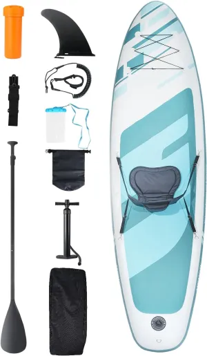 Happybuy Inflatable Paddle Board 10.6' x 33" x 6" SUP with Kayak Seat, Pump, Paddle & Accessories, for Youth & Adults