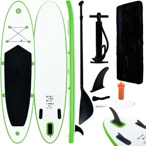 Inflatable Stand Up Paddle Board Set Green and White 12.8kg/28.16ib Paddleboards