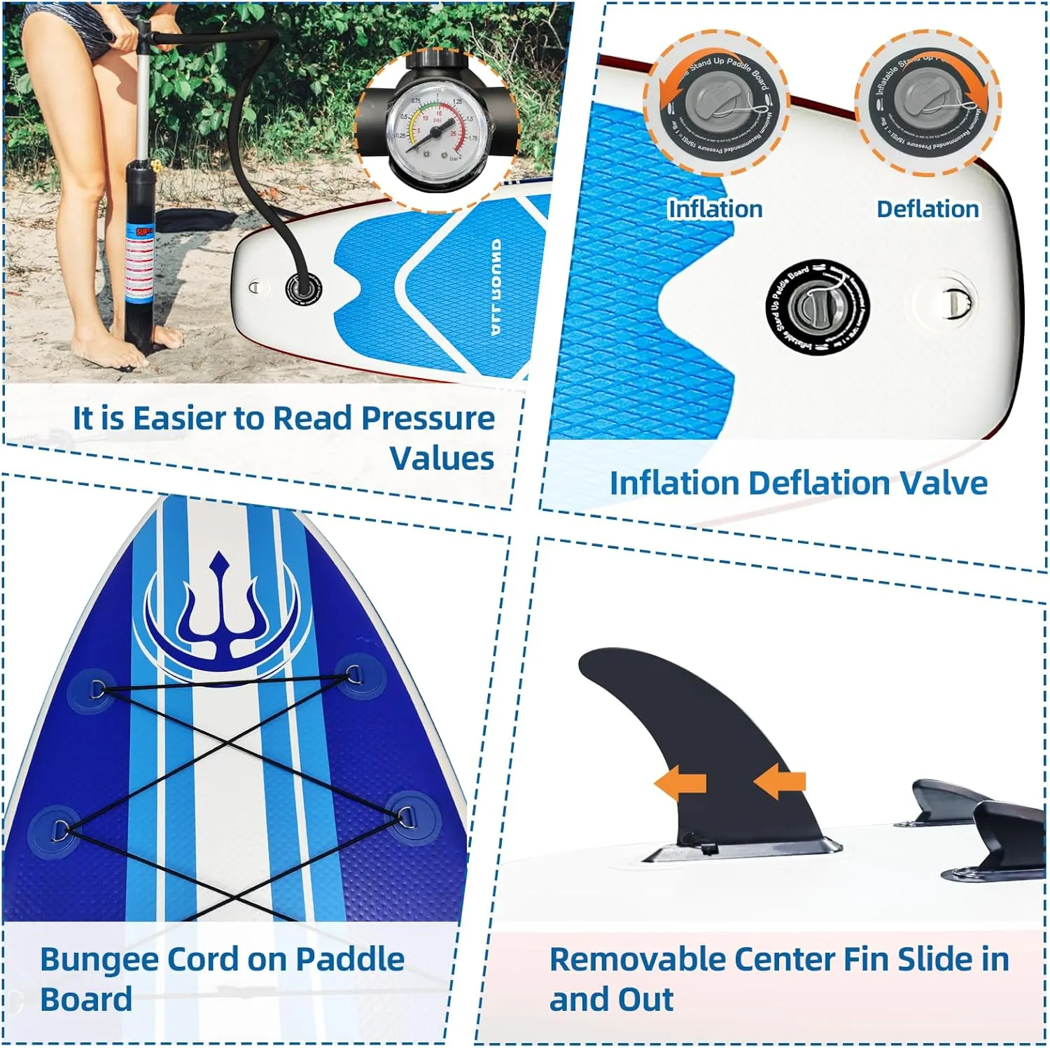 Inflatable Stand Up Paddle Board, Ultra-Light 10'6  33"  6" with Board Accessories Kit Adjustable Paddle Hand Anti-Slip EVA Deck for Adults Youth