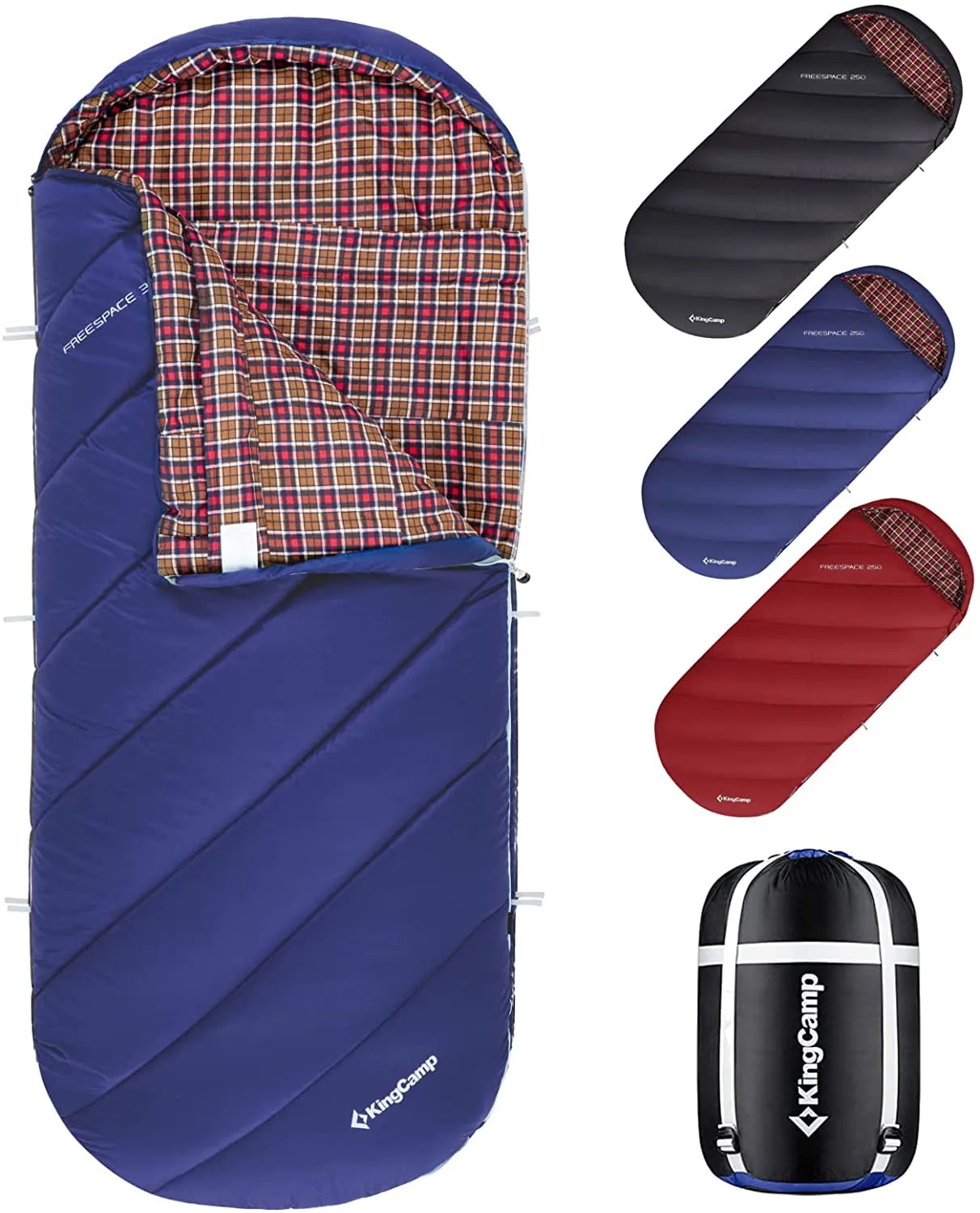 KingCamp XL Camping Sleeping Bags 3 Seasons Oversized Lightweight 100% Cotton Flannel Sleeping Bag Black
