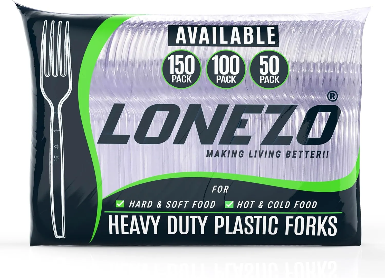 Lonezo [150 Count] Plastic Forks Clear Forks Plastic Disposable Shatter Resistant Disposable Forks Eco Friendly Plastic Forks Heavy Duty Plastic Utensils