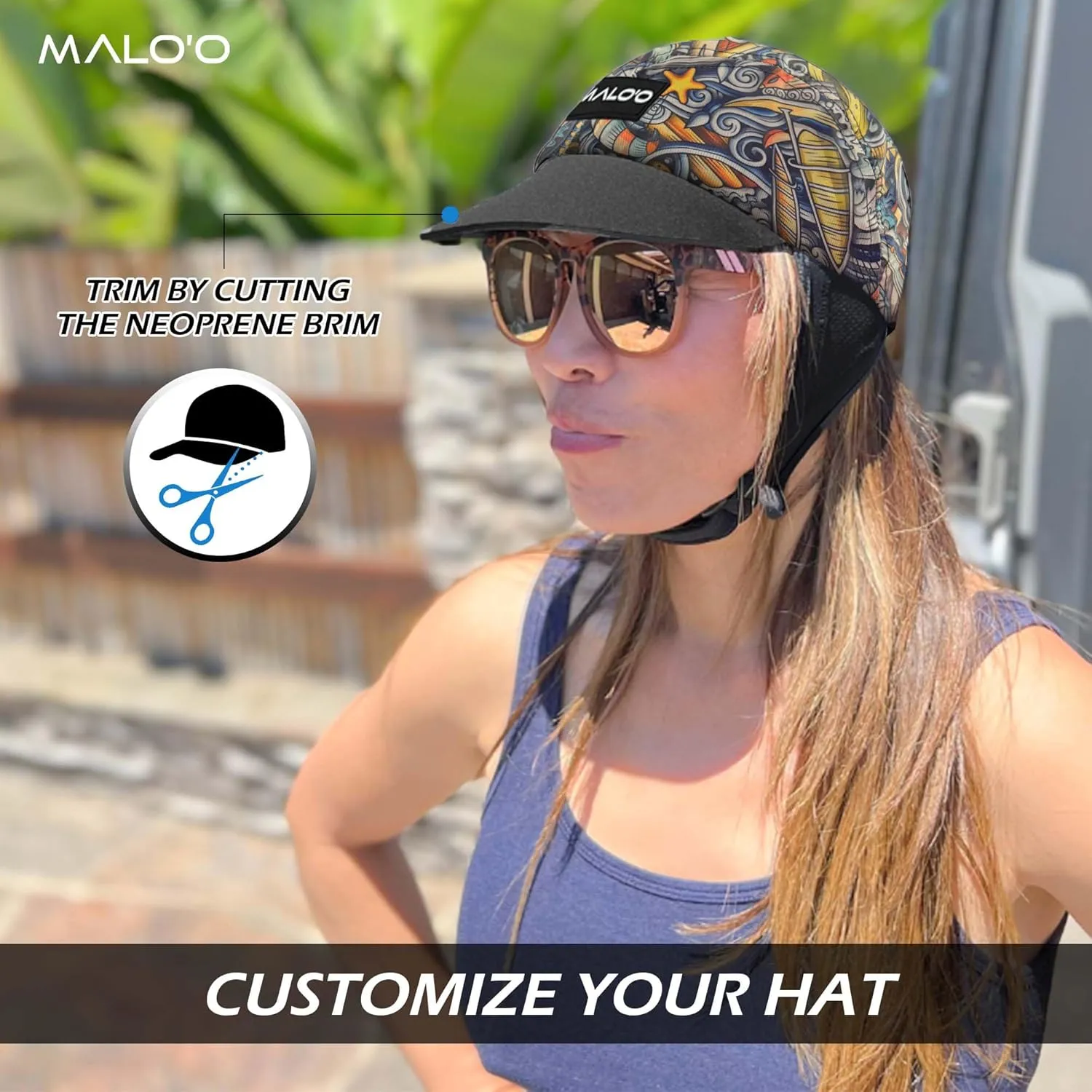 Malo'o Watersports Hat - The First Totally Customizable Everyday hat Designed for Shade, Duck Diving & Turtle Rolling