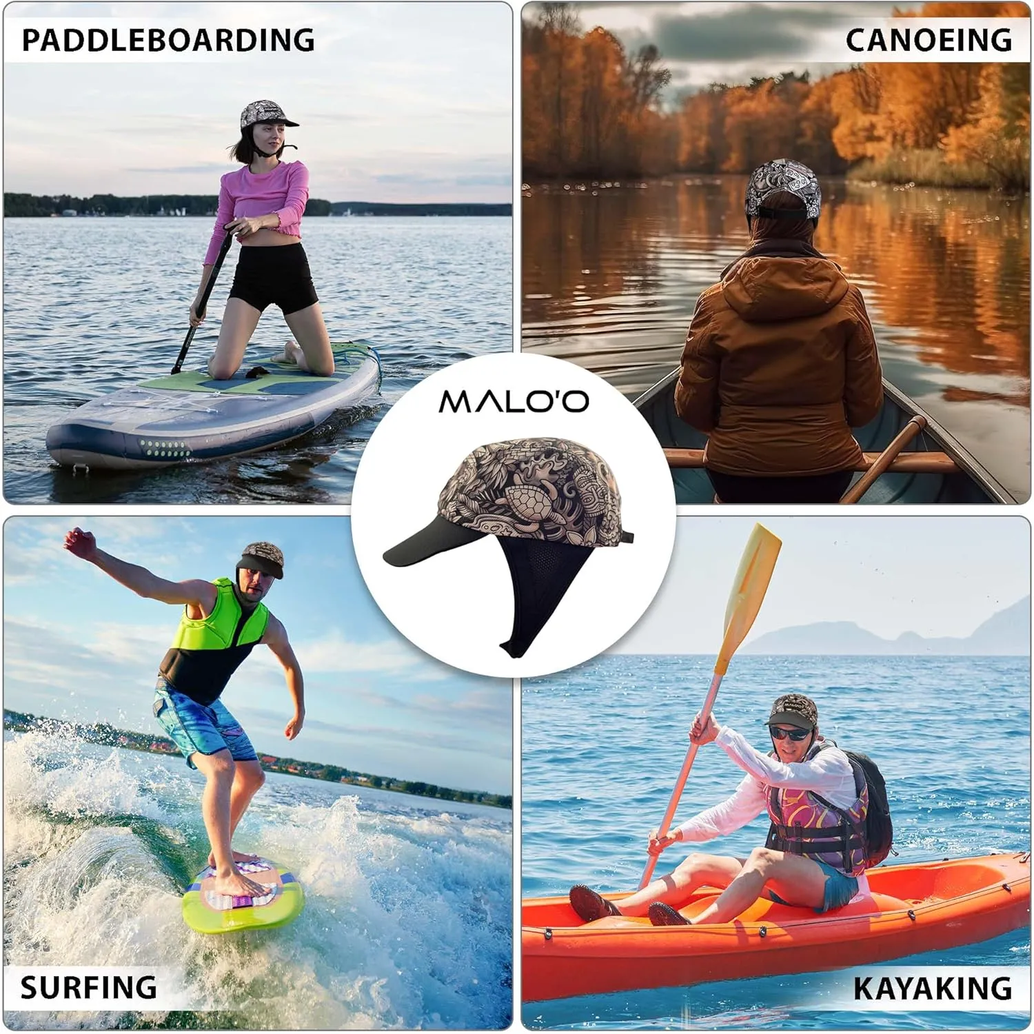Malo'o Watersports Hat - The First Totally Customizable Everyday hat Designed for Shade, Duck Diving & Turtle Rolling