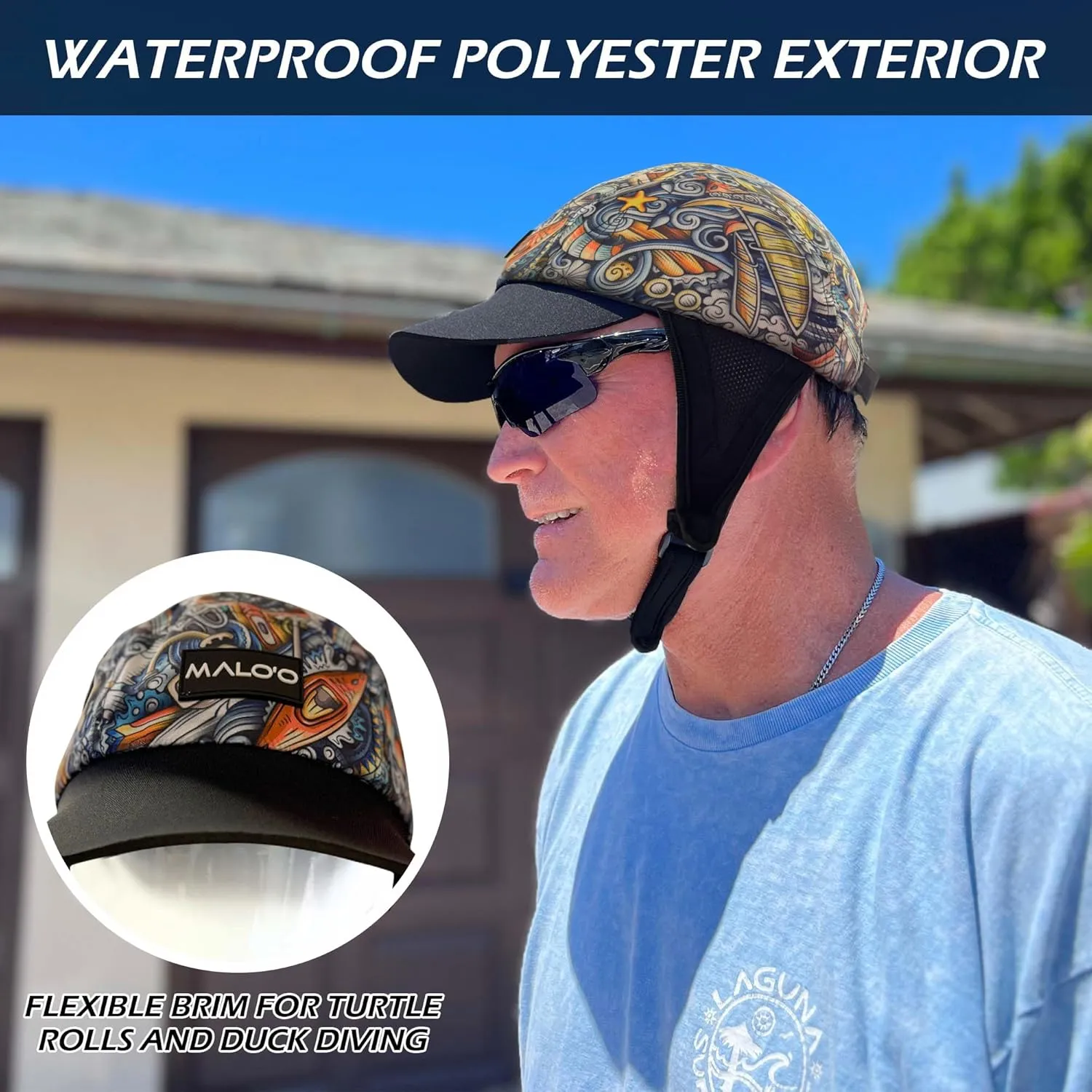 Malo'o Watersports Hat - The First Totally Customizable Everyday hat Designed for Shade, Duck Diving & Turtle Rolling