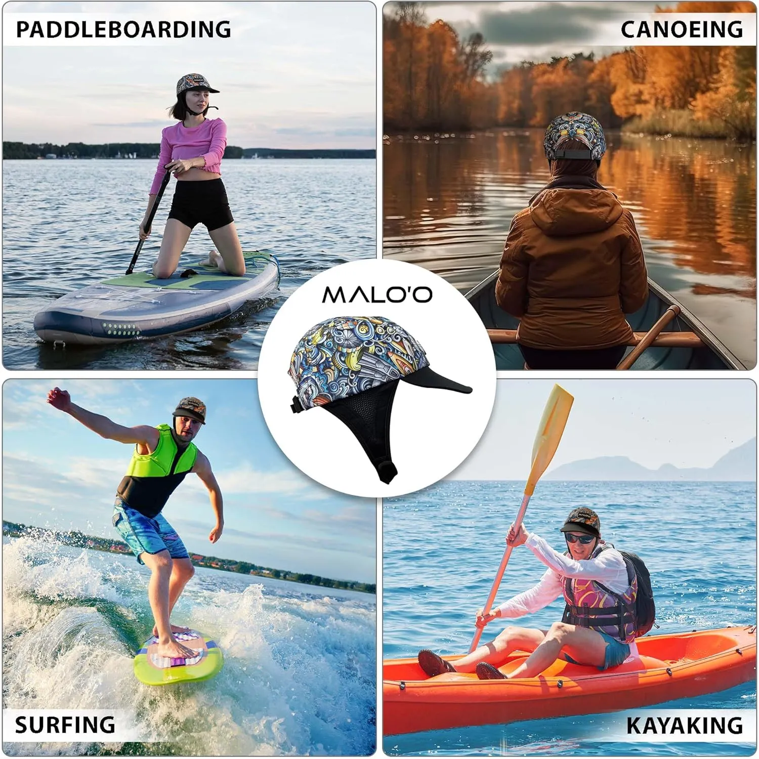 Malo'o Watersports Hat - The First Totally Customizable Everyday hat Designed for Shade, Duck Diving & Turtle Rolling