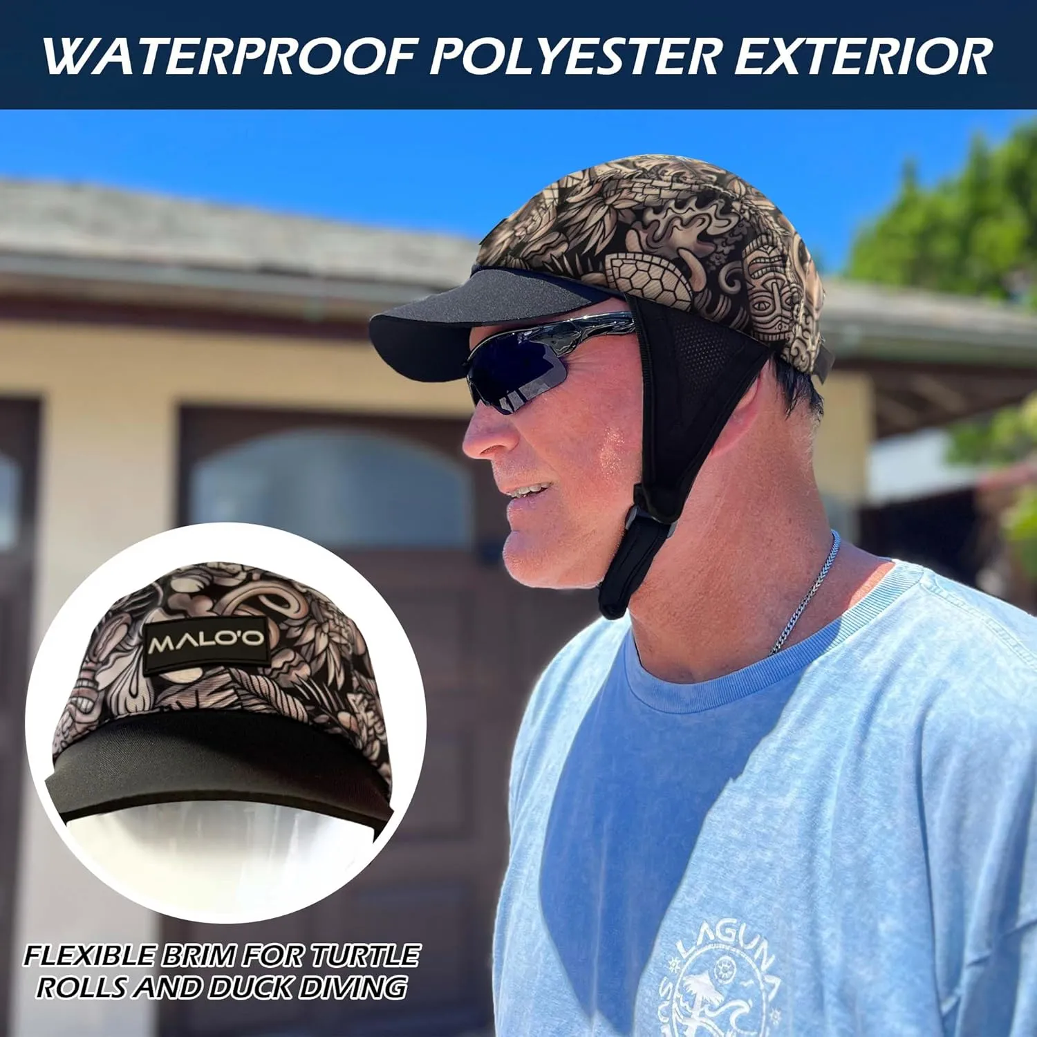 Malo'o Watersports Hat - The First Totally Customizable Everyday hat Designed for Shade, Duck Diving & Turtle Rolling