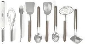 Martha Stewart 9-Piece Stainless Steel Prep & Serve Kitchen Gadget and Tool Set - Dishwasher Safe