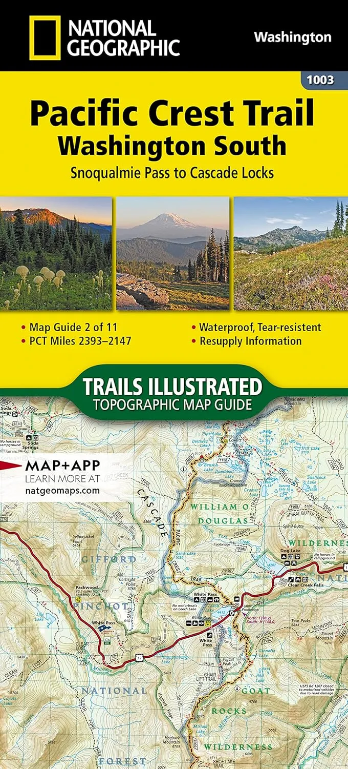 Pacific Crest Trail: Washington South Map [Snoqualmie Pass to Cascade Locks] (National Geographic Topographic Map Guide, 1003) Map  January 1, 2024