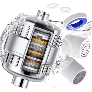 Plantex Hard Water Filter with 20 stages/Water Hardness Remover with Built-In Cartridge/Tap Filter for Hard Water Softening & Chlorine Removal/Water Softener for Bathroom/Water filter for home tap
