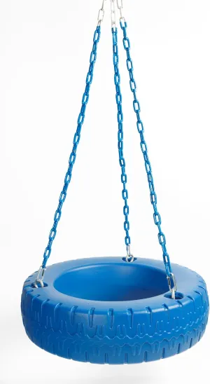 Playset Tire Swing Kit, 25" W x 7" H, Blue, 66" PVC Coated Blue Chain, Zinc for Jungle Gyms and Swing Sets 1 PK (KIT-BL66CPTS)