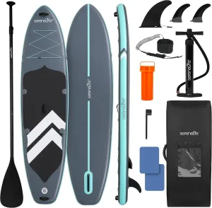 SereneLife 116 Inflatable SUP - Family Stand Up Paddle Board for 2 Adults and One Child - 35 Wide Stable Design with Non-Slip EVA Deck Pad, Premium SUP Accessories, 440 lbs. Capacity