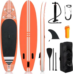 Smartmak Inflatable Stand Up Paddle Board (6 Inches Thick), Non-Slip Deck Standing Boat, Include Adjustable Paddle, Backpack, Hand Pump, Fin, Leash, for Youth & Adult- (10'x30'' x6'')