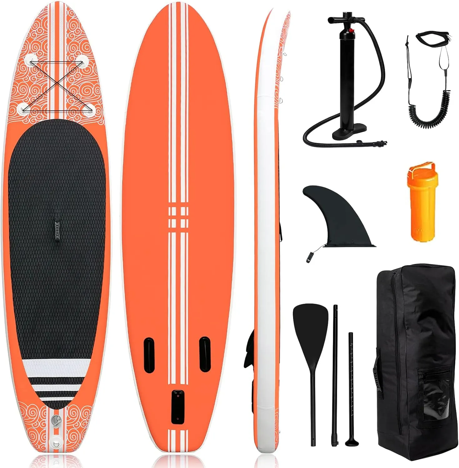 Smartmak Inflatable Stand Up Paddle Board (6 Inches Thick), Non-Slip Deck Standing Boat, Include Adjustable Paddle, Backpack, Hand Pump, Fin, Leash, for Youth & Adult- (10'x30'' x6'')
