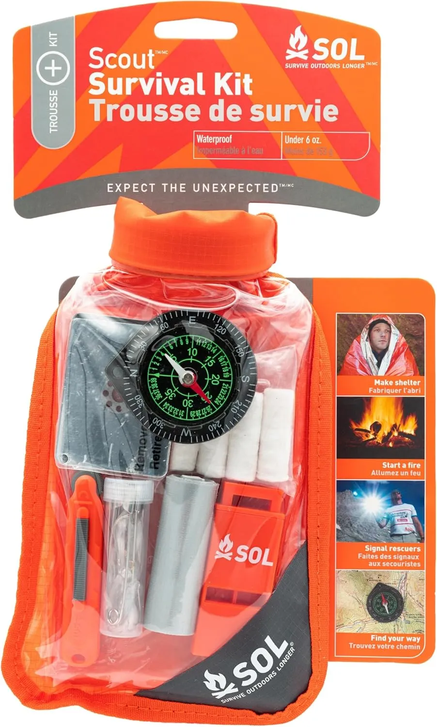 S.O.L. Survive Outdoors Longer S.O.L. Waterproof Bag Scout Survival Kit