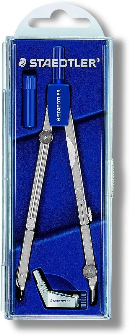 Staedtler Mars Basic 554 T01 554 Precision Compass with Extender in Case with Hinged Lid Silver
