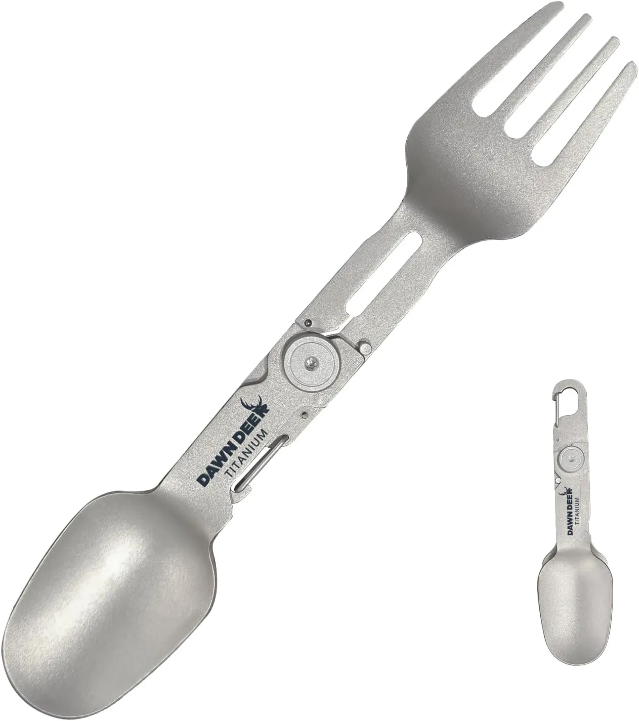 Titanium Rotating Spork - 2-in-1 Folding Spoon and Fork for Camping, Hiking, Backpacking - Lightweight, Durable Travel Utensil with Compact Design - EDC Survival Gear