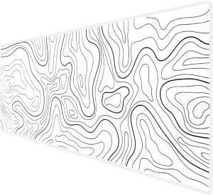 White Mouse Pad, Topographic Mouse Pad Large, Gaming Desk Pad, XL Mousepad, Keyboard Pad, Desk Mat, 31.5 x 11.8 in, Minimalist Contour for Office